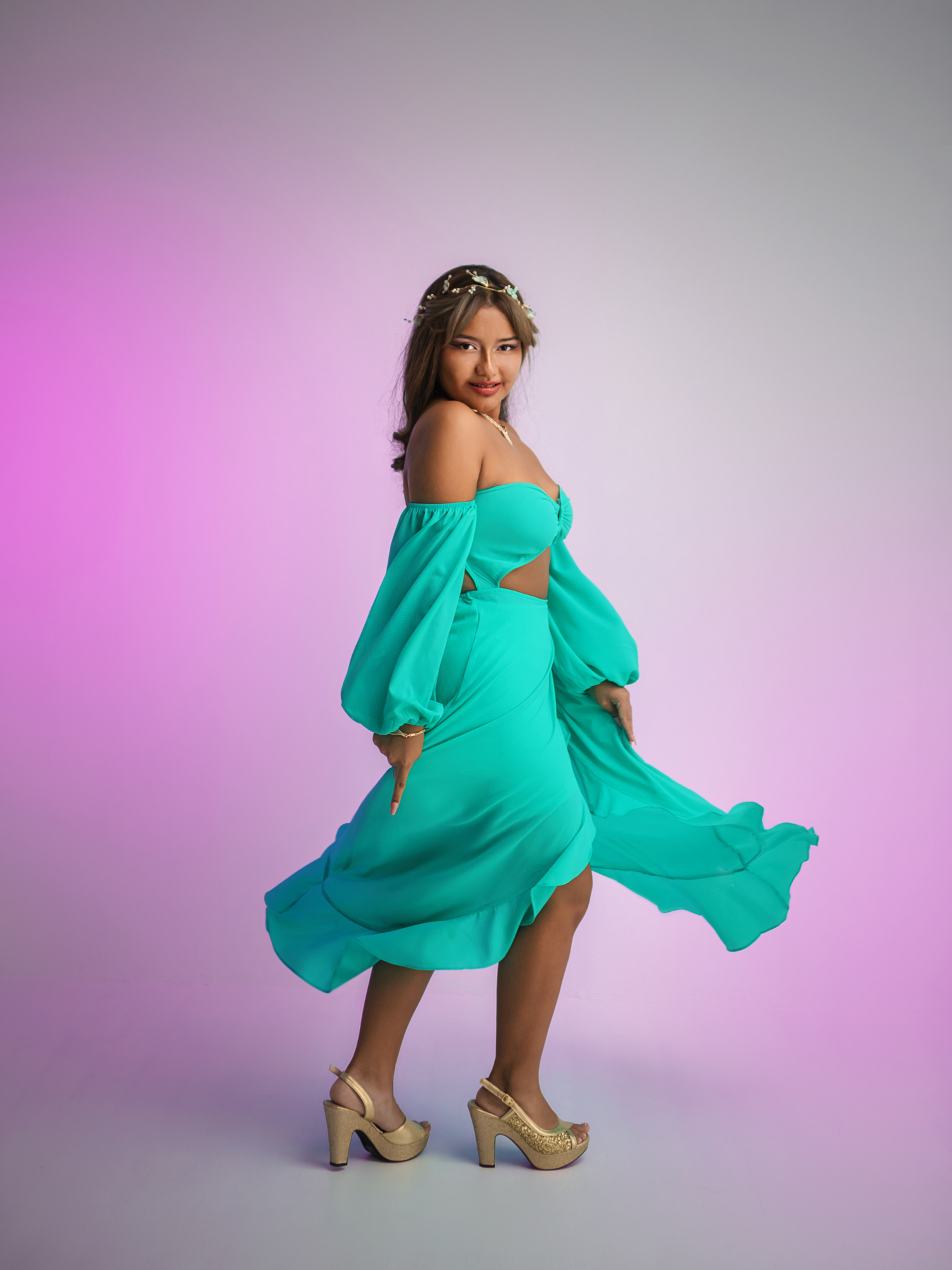 Retrato femenino con vestido azul - Fotografía en Cartagena